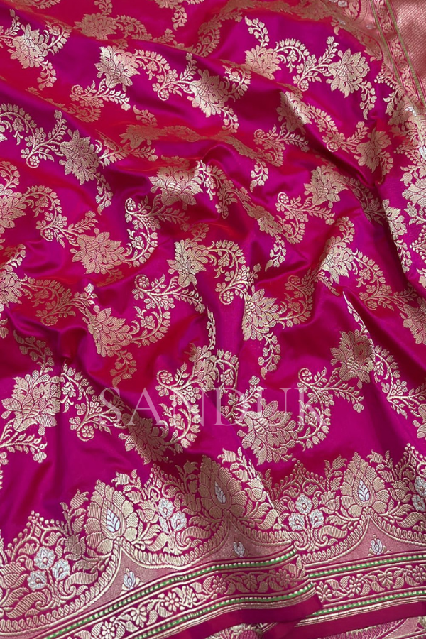Gulabi Banarasi Kadhua Silk Saree