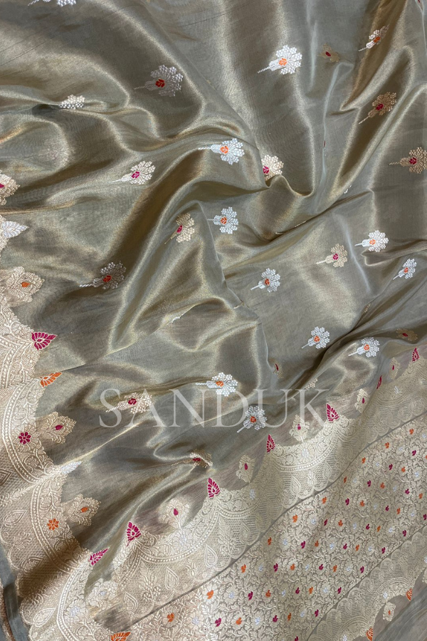 Silver Tissue Silk Saree
