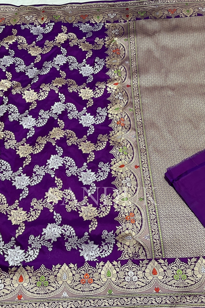 Purple Jangla Meenakari Saree