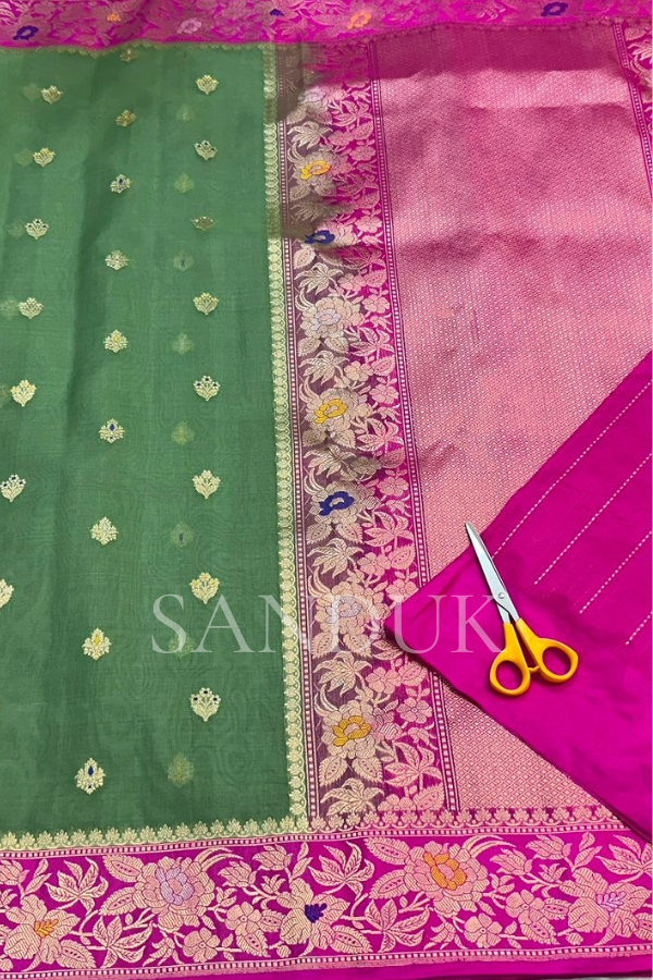 Kadhiyal Green Kora Silk (Saree)