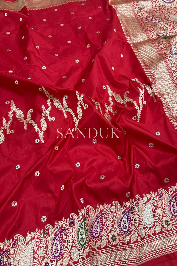 Red Floral Buta Premium Saree